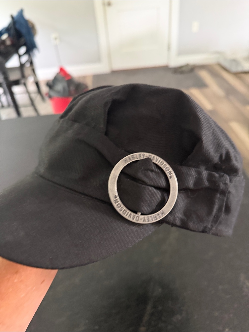 Harley-Davidson Black Cadet Cap with Silver Ring Accent